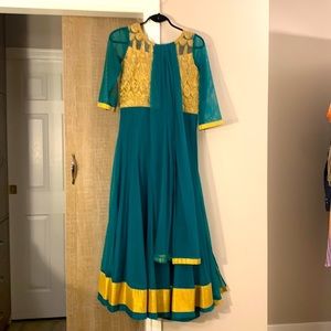 Green Anarkali bought from Mumbai . Worn twice only. Really good condition